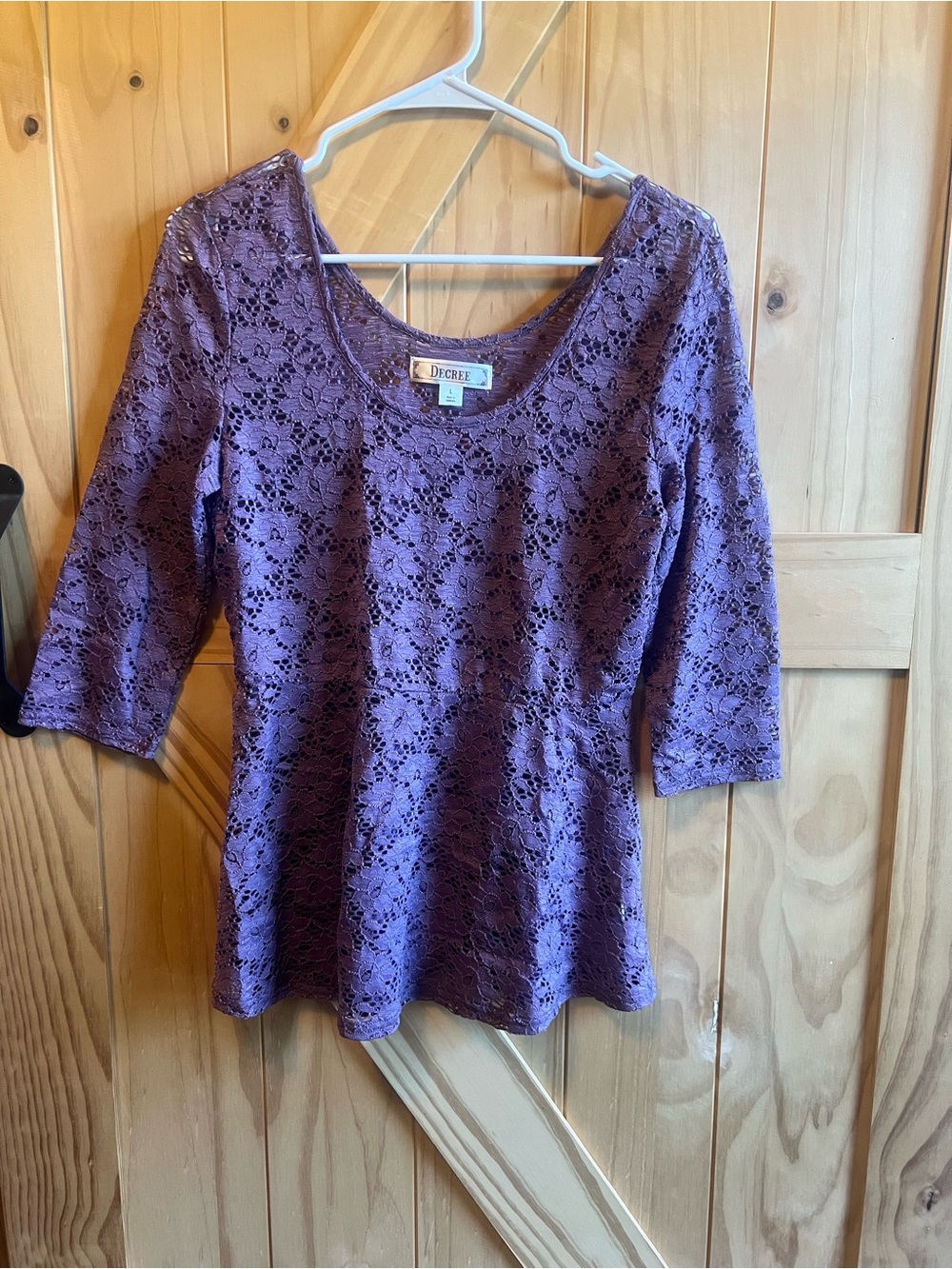 Decree Purple Lace Scoop Neck Fit & Flare Blouse Size L Wedding Romantic Dance